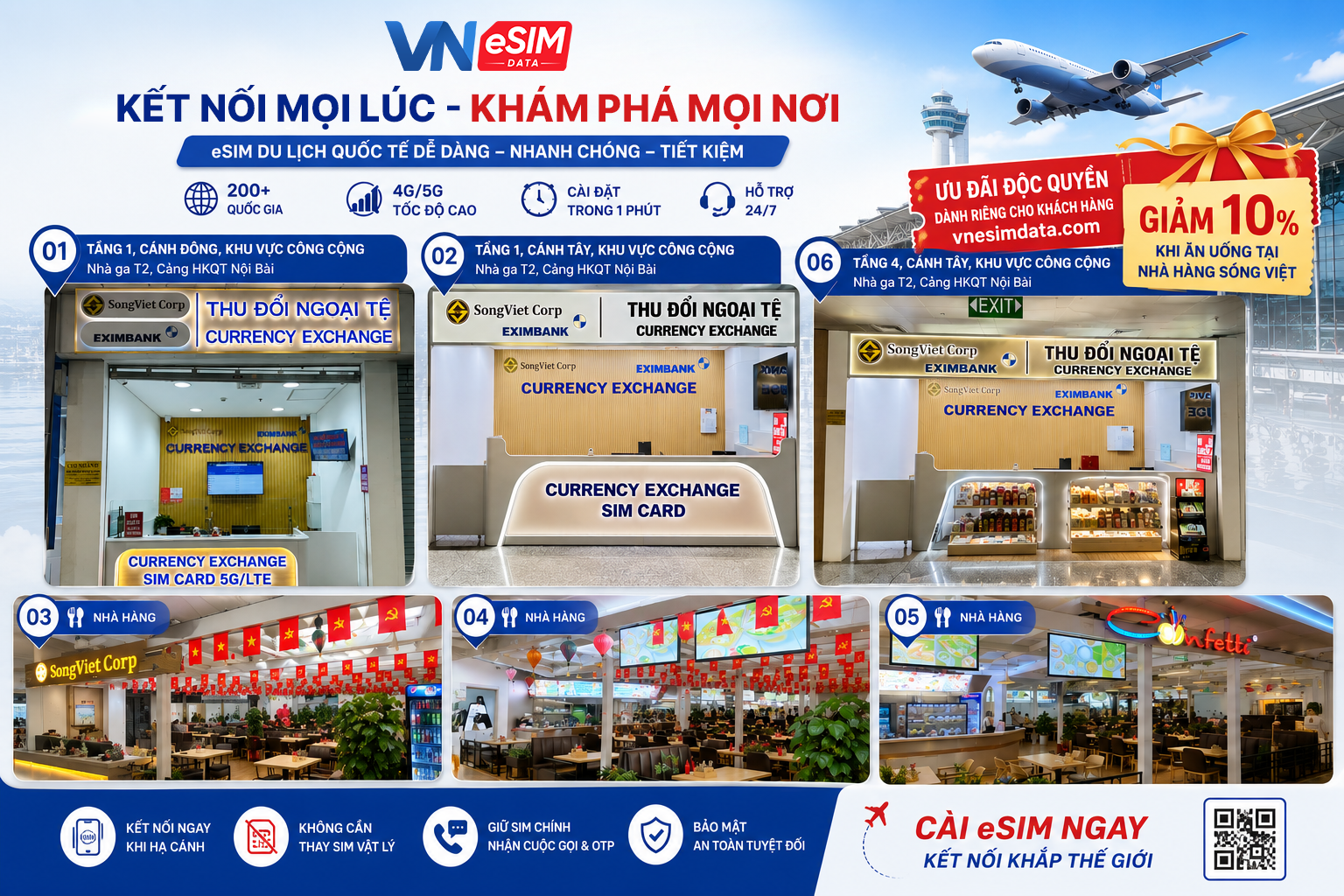 Ưu đãi dành riêng cho khách hàng VNesimdata.com tại Sân bay Quốc tế Nội Bài